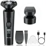 SweetLF Electric Shaver for Men 2 in 1 Cordless Rechargeable Electric Razor with Beard Trimmer Ipx7 Waterproof Black