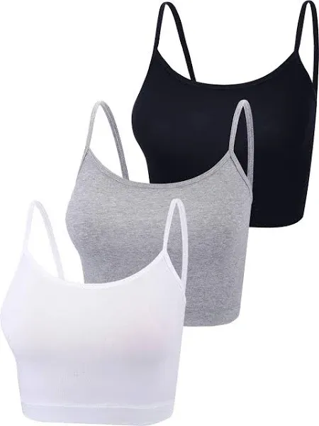 Boao 3 Pcs Crop Camisole Top Spaghetti Strap Tank Sleeveless Crop Tank Top for Women Sports