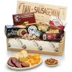 Dan the Sausageman's Gourmet Silver Star Gift Basket with Seabear Salmon, Smoked Summer Sausages Sweet Hot Mustard, Crackers, Charcuterie Host Party Gift