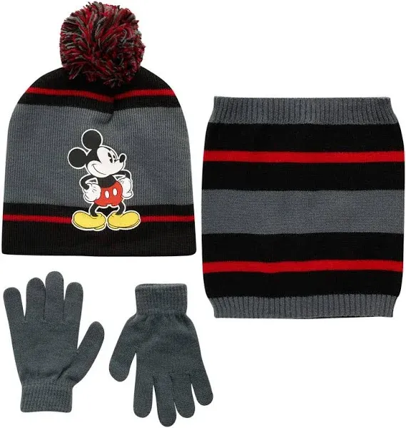 Disney Winter Hat and Kids Gloves or Mittens Set, Mickey Mouse Beanie Age 2-7