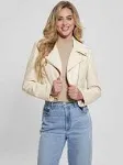 Guess Rochelle Faux-Leather Moto Jacket - Beige - L