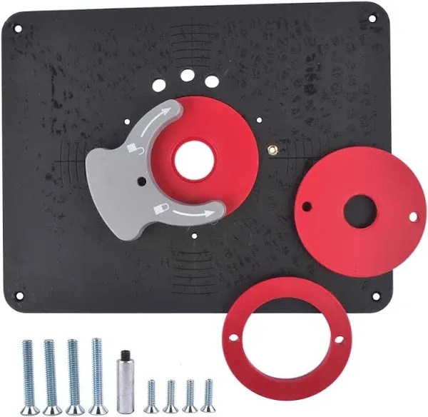 PRS4036 Series Precision Router Table Insert Plate Kit with Level-Loc Rings (Predrilled Holes) - Compatible with Bosch 1617 Porter Cable 690/890