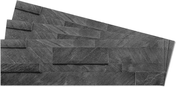 Stoneflex Peel and Stick 3D Stone Tiles - Self Adhesive Stick on Kitchen Backsplash Accent Wall (Black Line) (10 Pack)…