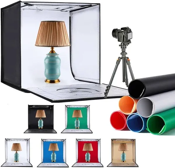 Light Box Photography 24"x24" with 240LED Lights and 6 Color Backdrops Photo Box with Lights, Foldable Light Box with Adjustable Brightness, 3000-6500K Dimmable Portable Picture Box Shooting