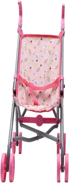 , Doll Stroller - Metal Fold up and down Umbrella Stroller for Realistic Pretend