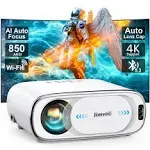 [Ai Auto Focus+Auto Lens Cap]Outdoor-Projector 4K with WiFi 6 and Bluetooth:Upgrade 850 ANSI Native 1080p Jimveo Portable Projector, Auto 6D