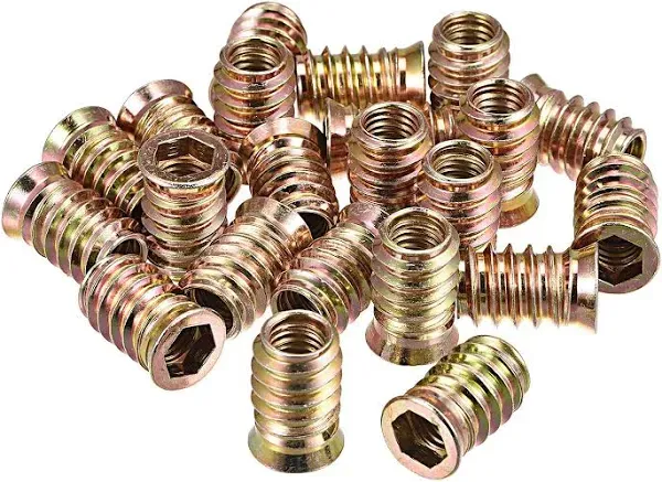 20pcs Wood Furniture M6 x 13mm Threaded Insert Nuts Interface Hex Socket Drive