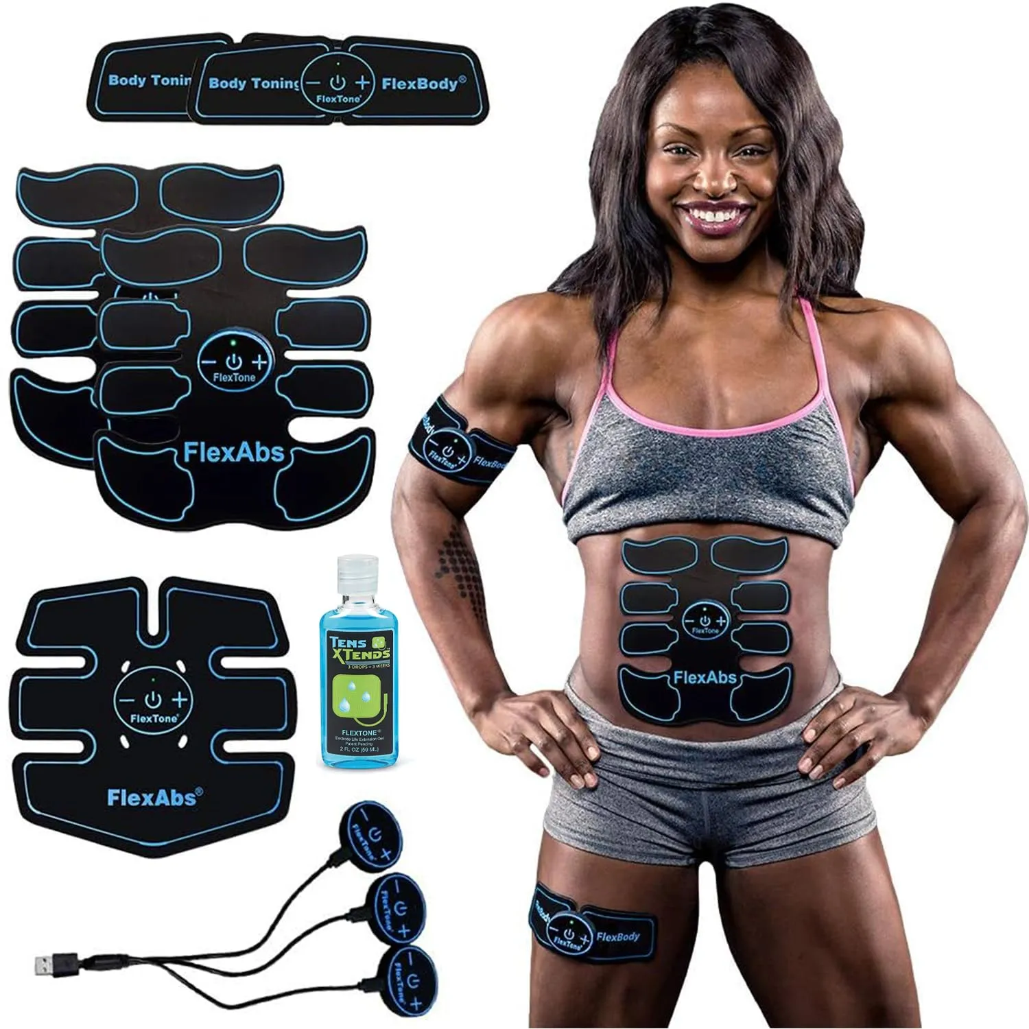 Abs Stimulator Muscle Toner - FDA Cleared | Rechargeable Wireless EMS Massager | The Ultimate Electronic Power Abs Trainer for Men Women & Bodybuilders | Abdominal, Arm & Leg Training (3 Motors)