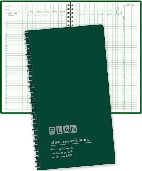 Class Record Book for 9-10 Weeks. 50 Names. Smaller Size 7&#034; x 11&#034; (R9010)