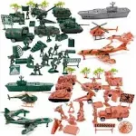 Liberty Imports Military Air Force Navy Deluxe Action Figures Army Men Soldiers Playset with Scaled Vehicles (73 pcs)