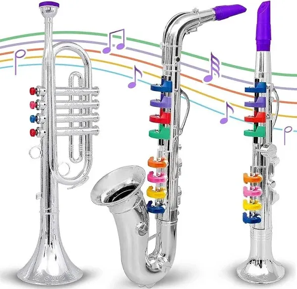 Set of 3 Music 1. Clarinet 2. Saxophone 3. Trumpet, Combo with Over 10 Color