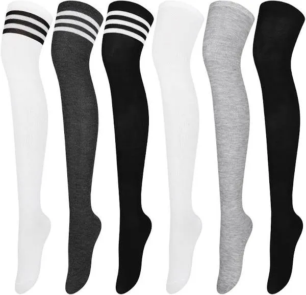 6 Pairs Over Knee Thigh Socks Knee-High Warm Stocking Women Boot Sock Leg War...