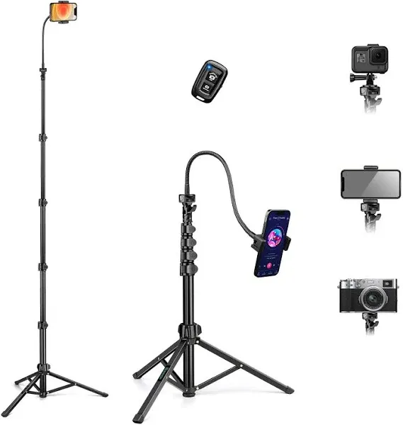 Phone Tripod, 86&#034; Tripod for Phone, Selfie Stick Phone Tripod for Recording P...