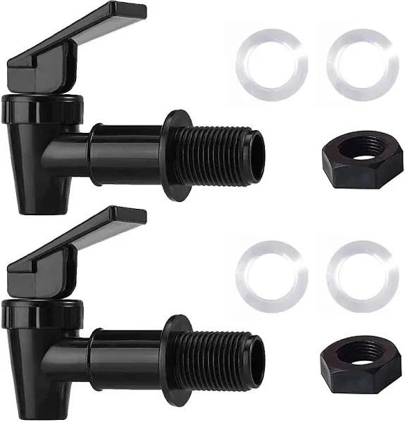 BPA Free Plastic Water Spigot, Replacement Cooler Water Faucet for Household Water Bucket, Water Cooler Filtration Systems Water Pitcher (2 Black)