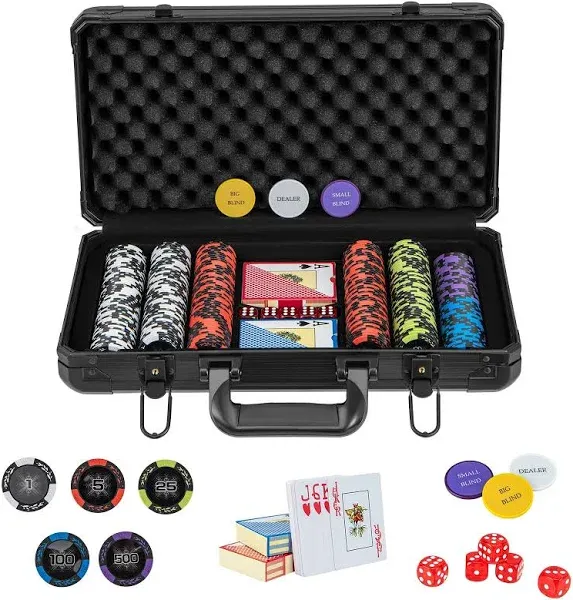  Poker Chip Set, 300 PCS/500 PCS 14 Gram Clay Poker Chips w/ 300 PCS Chips Set