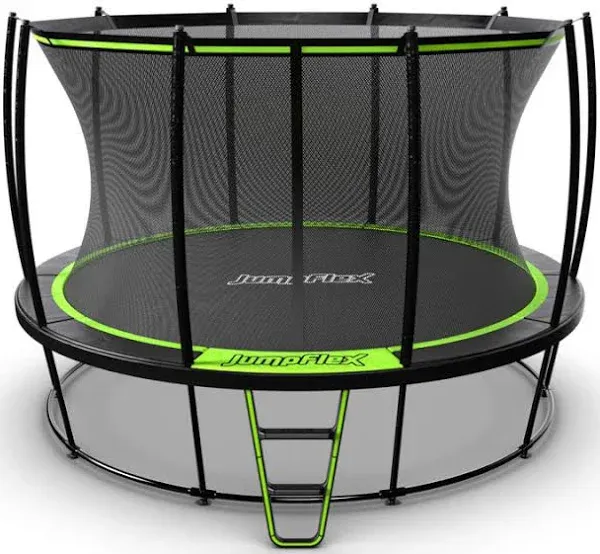 JumpFlex Trampoline Hero 12FT 14FT 15FT Round Outdoor Backyard Trampoline ASTM Approved with Net Safety Enclosure & Ladder Playset with Fast Assembly