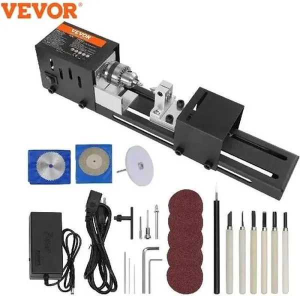 VEVOR Mini Lathe Machine 2.76 in x 6.3 in 24VDC 96W Mini Wood Lathe Tools Milling Machine Accessories