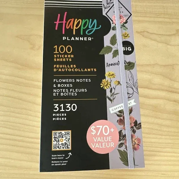 Happy Planner MEGA Value Pack Stickers FLOWERS NOTES &amp; BOXES SVP1100-001 NEW!