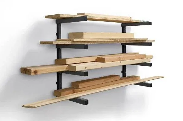 Portamate 4-Level Lumber Rack - Wood Storage Rack and Garage Wall Storage Ind...