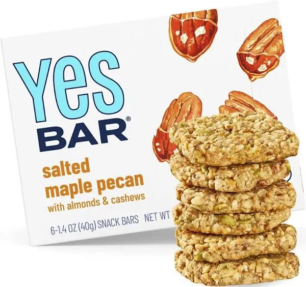 YES Bar – Salted Maple Pecan – Plant Based Protein, Decadent Snack Bar – Vega...