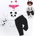 HUADOLL Reborn Baby Girl Dolls Clothes 18 inch Panda Outfits Accesories for 17-19 inch Reborns Doll Newborn Baby Girl