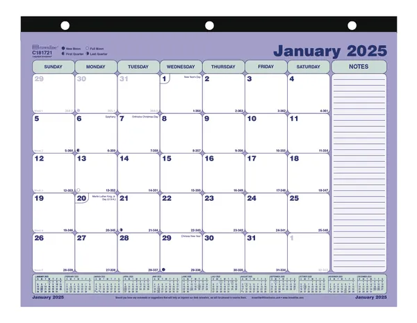 Brownline® 2025 Monthly Desk Pad Calendar, 12 Months, January to December, Three-Hole Punched, Mini Size, 11" x 8.5" (C181721-25)