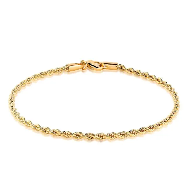 18K Gold Plated Braided Rope Anklet for Women, 10 Inches - Made In Brazil