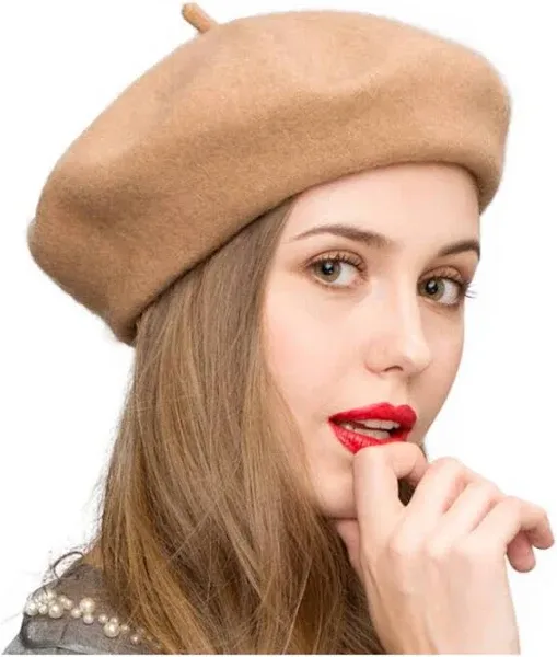 Gllutt Women Wool Beret Hat French Style Solid