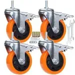 Heavy Duty Stem Caster Wheels M10 1 5x25mm Dual Locking No Noise PVC Threaded St