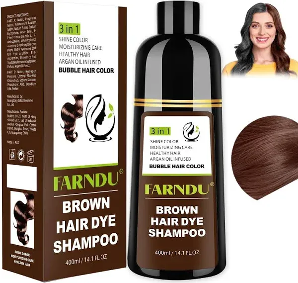 Brown Hair Dye Shampoo Gray Hair Coverage Natural Herbal Hair Color Shampoo 3...