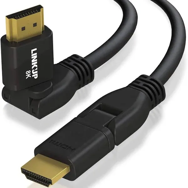 LINKUP - Ultra High-Speed HDMI 2.1 8K Cable 360° Swivel Angle Connector | DSC HDR UHD Digital Video Cord – Tough 28AWG 48GB/s | 10K 8K 5K 4K 2K 1080 | Compatible with Apple Xbox PS5 Samsung -3ft