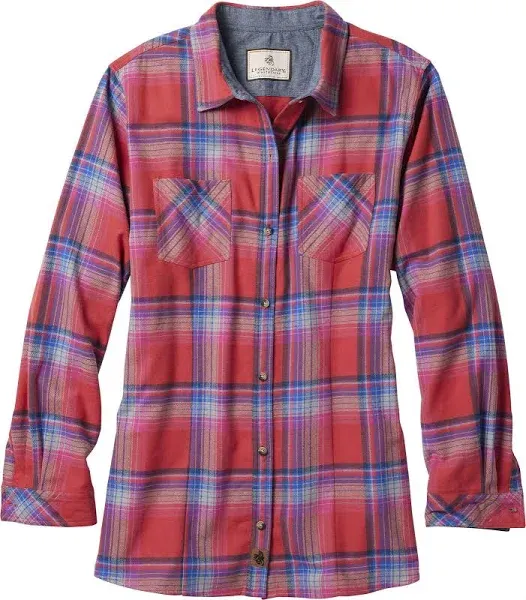 Legendary Whitetails Womens Cottage Escape Flannel Long Sleeve Plaid and Solid Color Clothes, Fitted Button Down