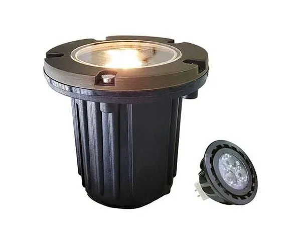 MALORY Brass Top Cover Landscape Well Lights, 12V Low Voltage Outdoor In Ground