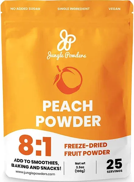 Jungle Powders Organic Peach Powder 5 Ounce Bag Powdered Freeze Dried Peaches No Sugar Added Fruit Powder Peach Extracts and Flavorings for Baking Peach Juice Concentrate Flavor