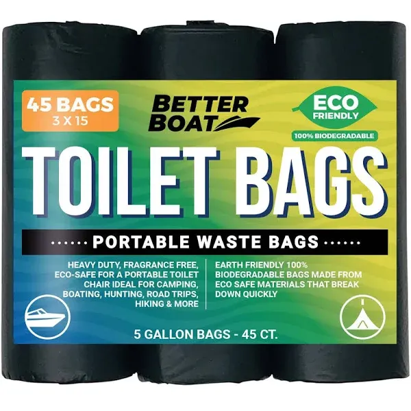 Compact &amp; Durable Biodegradable Toilet Bags - 45 Count for 5 Gallon Buckets