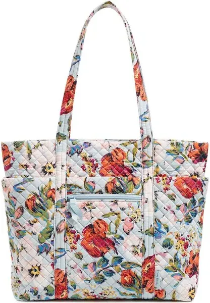 Vera Bradley Women&#039;s Cotton Deluxe Vera Tote Bag Sea Air Floral - Recycled Co...