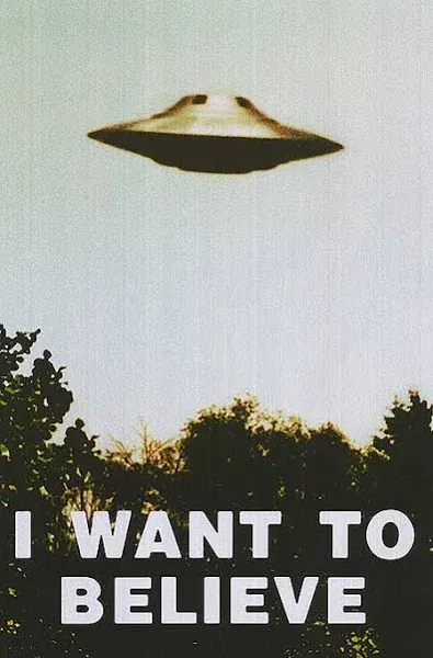 Poster Foundry I Want To Believe Poster UFO Artwork Alien TV Retro 90s Poster Wall Decor Movie Poster The Truth is Out There I Believe Poster All