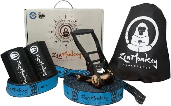 ZenMonkey Slackline Kit with Tree Protectors, Cloth Carry Bag and Instruction...