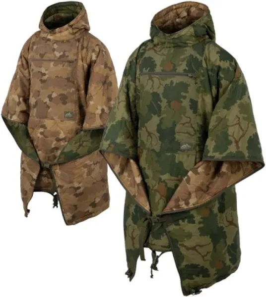 Helikon-Tex Reversible Swagman Roll - Mitchell Camo Leaf/Mitchell Camo Clouds Military Poncho - Multi-purpose Poncho & Emergency Poncho - Survival Gear - Woobie Blanket & Jacket