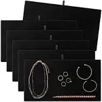 6 Pack Velvet Jewelry Display Tray for Selling and Displaying Necklaces, Earrings, Jewels, Bracelets, Anklets, Rings, Gemstones, Chains, 14 in