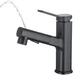 HANPI Bathroom Faucets with Pull Down Sprayer Single Handle Pull Out Bathroom Faucet Black Bathroom Sink Faucet Stainless Steel Bathroom Faucets