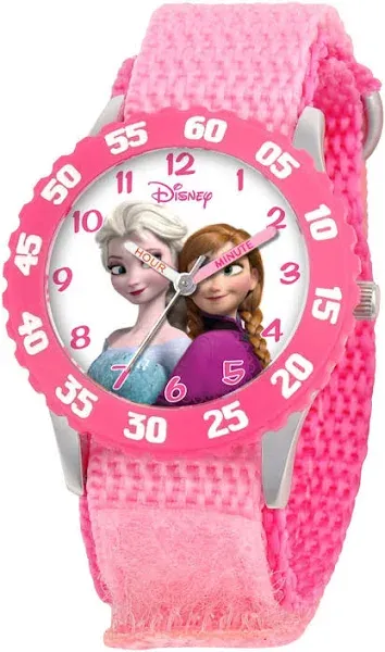 Disney Frozen Anna and Snow Queen Elsa Stainless Steel Time Teacher Watch