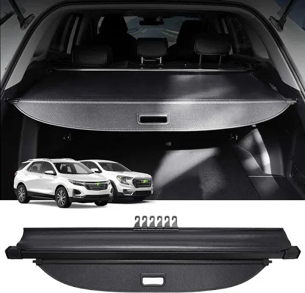 Powerty Cargo Cover for Chevy Chevrolet Equinox GMC Terrain 2025 2024 2023 2022 2021 2020 2019 2018 Accessories Retractable Trunk Cover All Weather Shielding Shade Cargo Luggage Cover Carbon Fiber