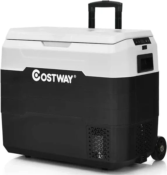 Costway 42 QT Portable Car Refrigerator -4°F to 50°F Dual-Zone Car Cooler Gray