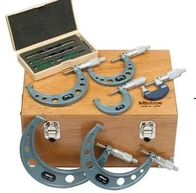 Mechanical Outside Micrometer Set: 11 Pc, 0 to 6&quot; Measurement