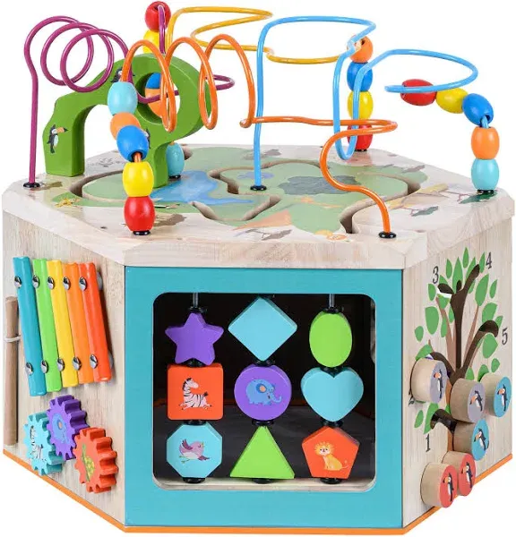 Teamson Kids Preschool Play Lab 7-in-1 Large Wooden Activity Station