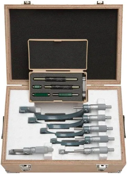 Mitutoyo 103-907-40 - Outside Micrometer Set w 5 Std&#039;s 0&#034;- 6&#034; / .0001  Grads