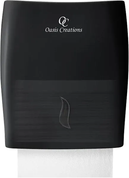 Touchless Paper Towel Dispenser by Oasis Creations - Wall Mount - Hold 500 Multifold Paper Towels - Black Smoke