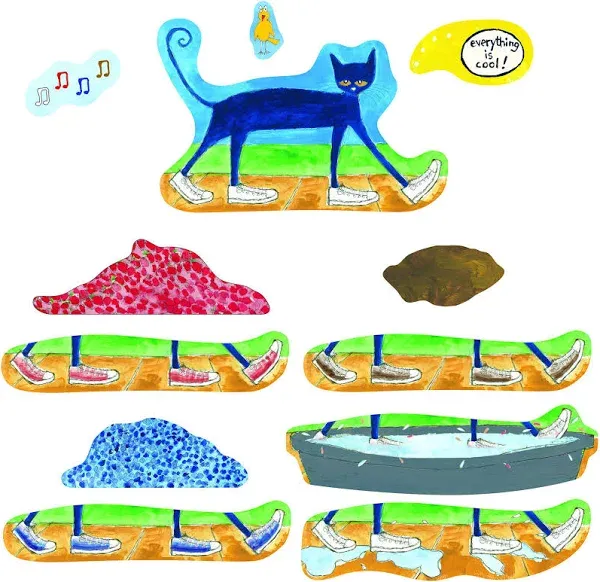 Little Folk Visuals Pete The Cat: I Love My White Shoes Precut Flannel/Felt Board Figures, 12 Pieces Set