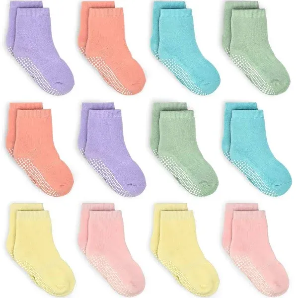 Tphon Kids Non Slip Sticky Grip Socks (12 Pairs)